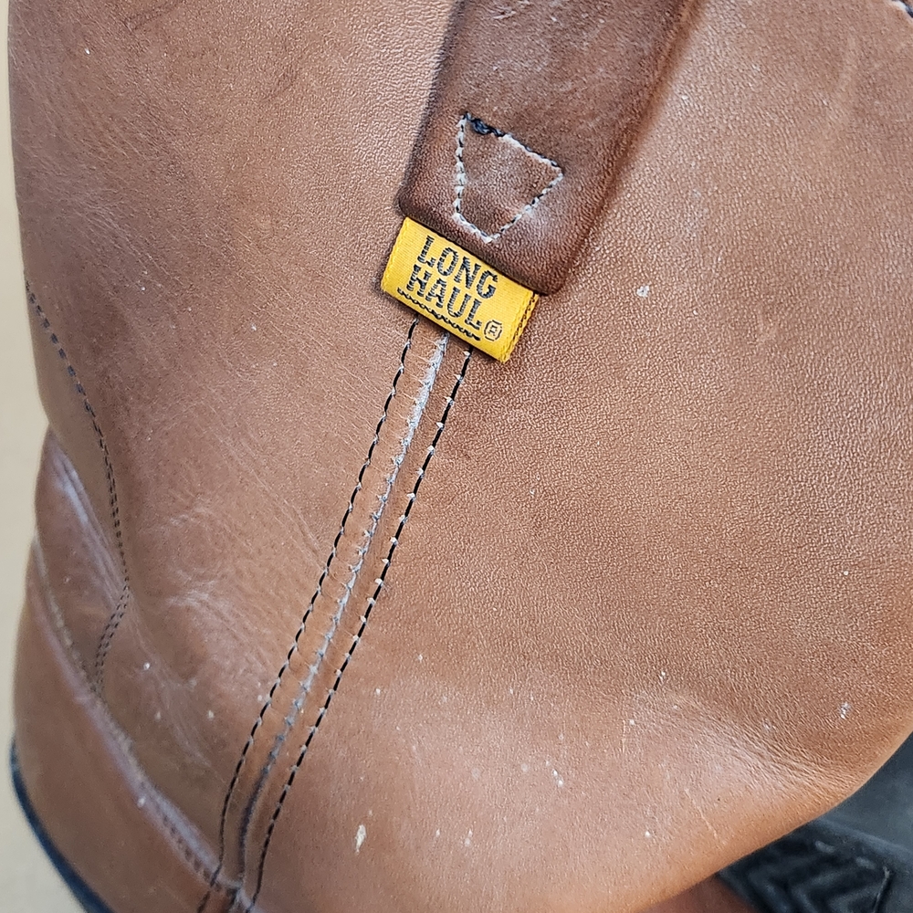 Men's Tan Leather Western Work Boots Sz 10 - Picture 4 of 12